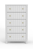 28" White Solid Wood Five Drawer Dresser