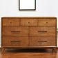 56" Brown Solid Wood Seven Drawer Double Dresser