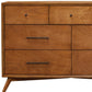 56" Brown Solid Wood Seven Drawer Double Dresser