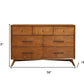56" Brown Solid Wood Seven Drawer Double Dresser