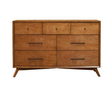 56" Brown Solid Wood Seven Drawer Double Dresser