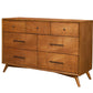 56" Brown Solid Wood Seven Drawer Double Dresser