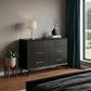 56" Black Solid Wood Seven Drawer Double Dresser