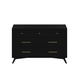 56" Black Solid Wood Seven Drawer Double Dresser