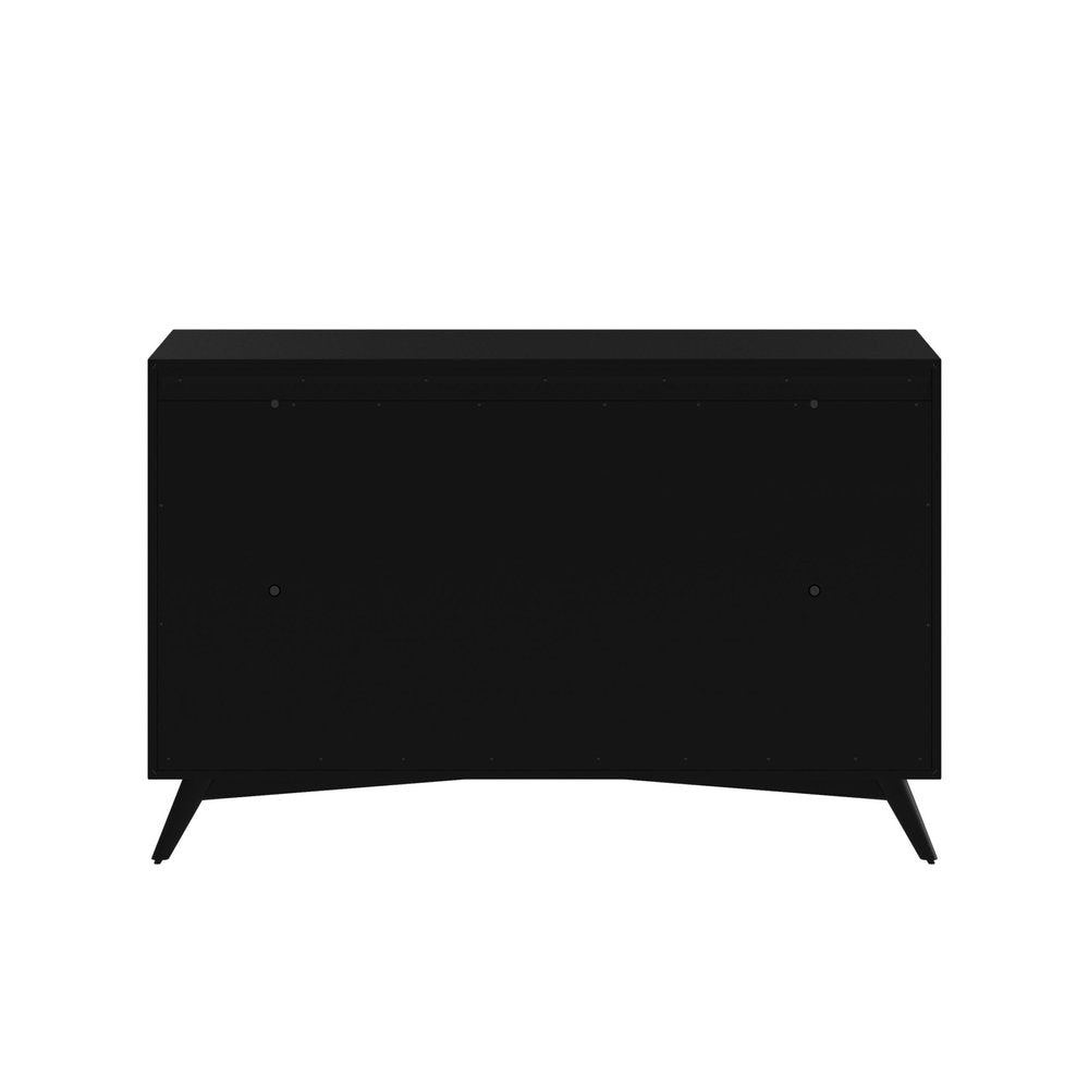 56" Black Solid Wood Seven Drawer Double Dresser