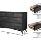 56" Black Solid Wood Seven Drawer Double Dresser