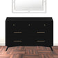 56" Black Solid Wood Seven Drawer Double Dresser