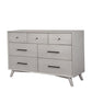 59" Gray Solid Wood Seven Drawer Double Dresser