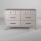 59" Gray Solid Wood Seven Drawer Double Dresser