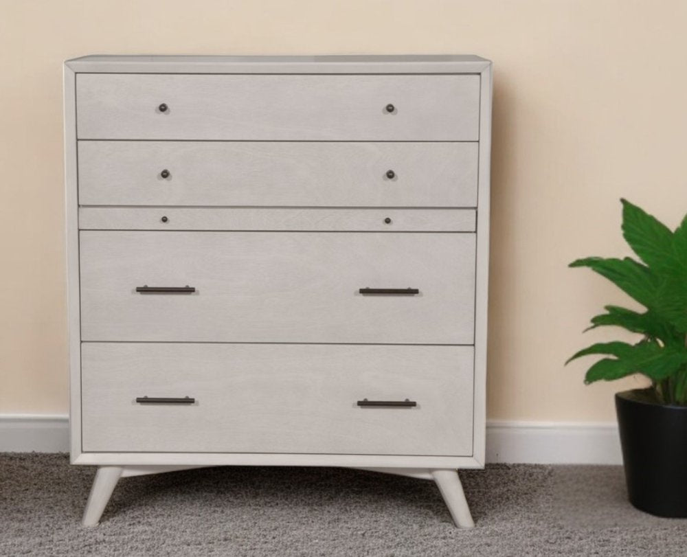 59" Gray Solid Wood Seven Drawer Double Dresser