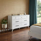 56" White Solid Wood Seven Drawer Double Dresser