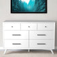 56" White Solid Wood Seven Drawer Double Dresser