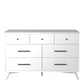 56" White Solid Wood Seven Drawer Double Dresser