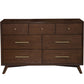 60" Walnut Solid Wood Seven Drawer Double Dresser