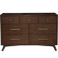 60" Walnut Solid Wood Seven Drawer Double Dresser