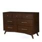 60" Walnut Solid Wood Seven Drawer Double Dresser