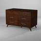 60" Walnut Solid Wood Seven Drawer Double Dresser
