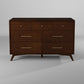 60" Walnut Solid Wood Seven Drawer Double Dresser