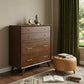 38" Mahogany Solid Wood Four Drawer Dresser