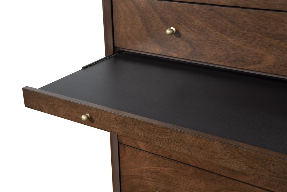 38" Mahogany Solid Wood Four Drawer Dresser