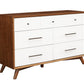 56" Brown And White Solid Wood Seven Drawer Double Dresser