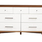 56" Brown And White Solid Wood Seven Drawer Double Dresser