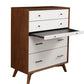 56" Brown And White Solid Wood Seven Drawer Double Dresser