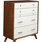 56" Brown and White Solid Wood Seven Drawer Double Dresser
