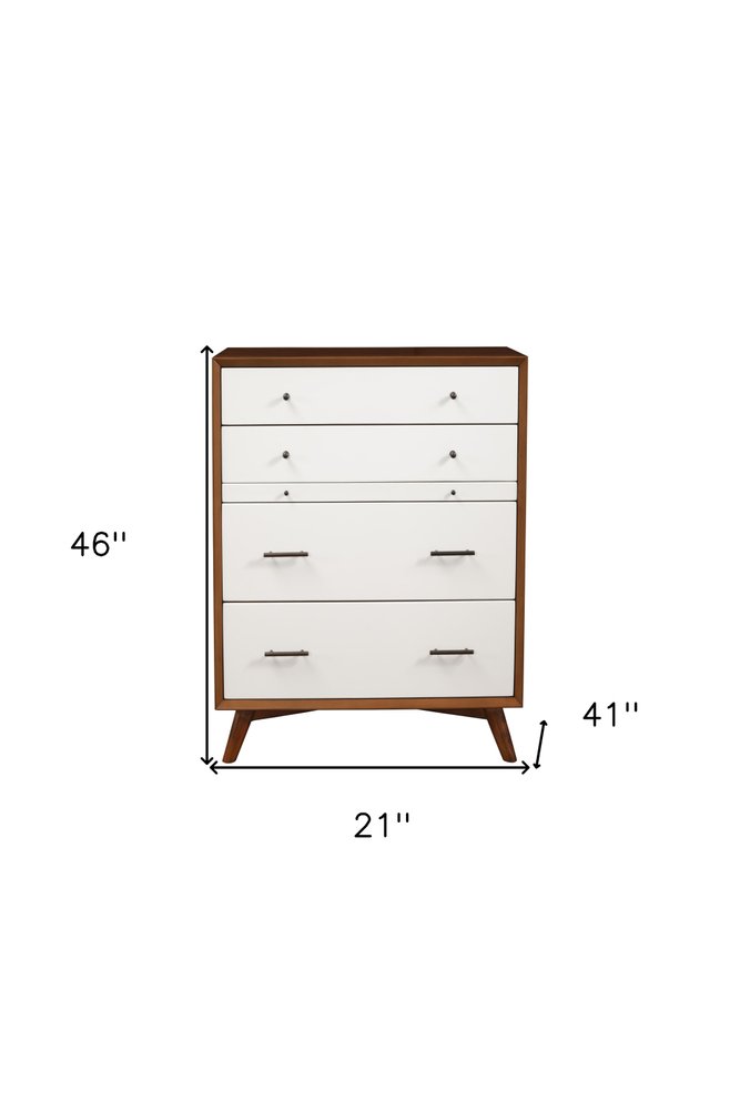 56" Brown And White Solid Wood Seven Drawer Double Dresser