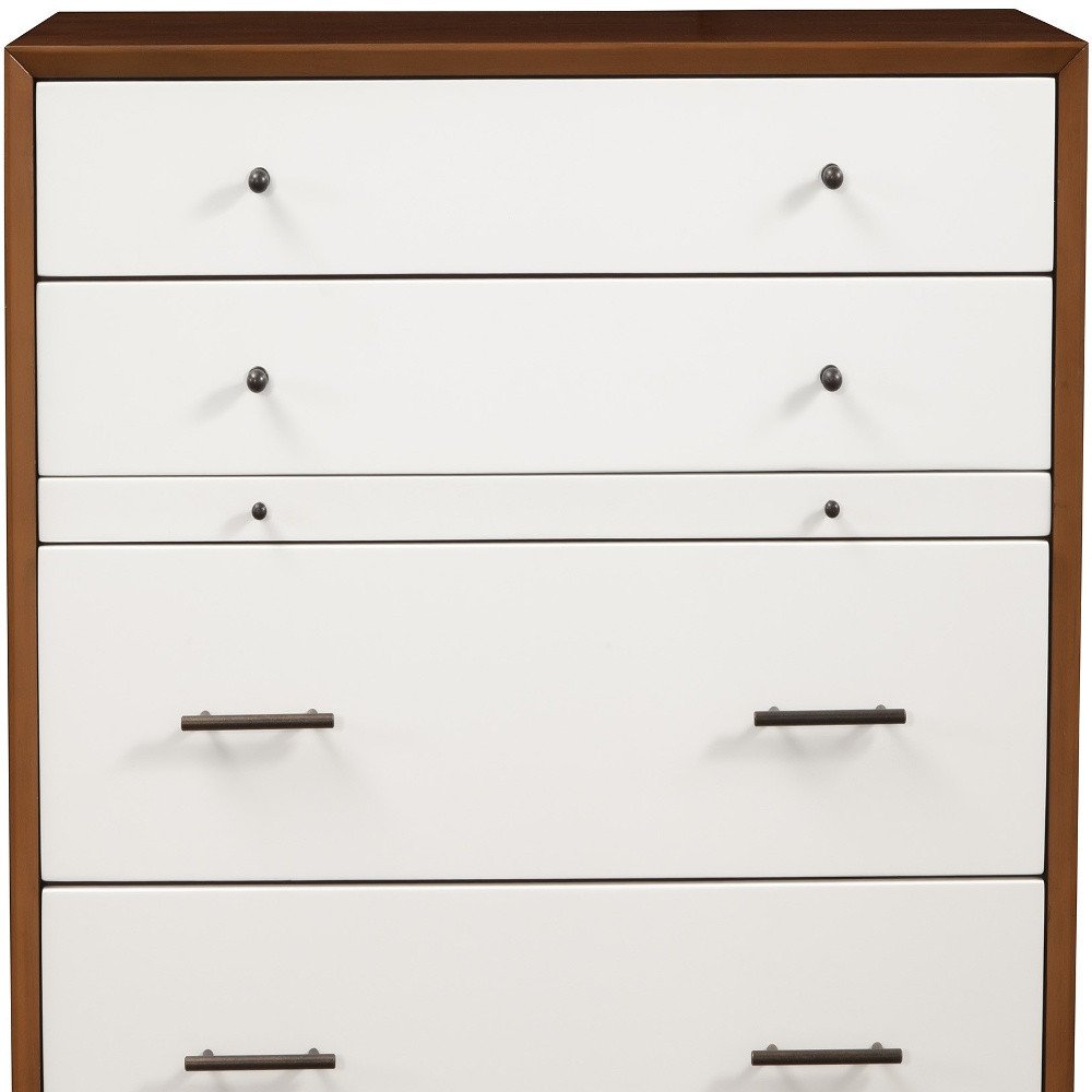 56" Brown And White Solid Wood Seven Drawer Double Dresser