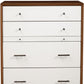 56" Brown and White Solid Wood Seven Drawer Double Dresser