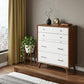 56" Brown And White Solid Wood Seven Drawer Double Dresser