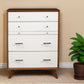 56" Brown and White Solid Wood Seven Drawer Double Dresser