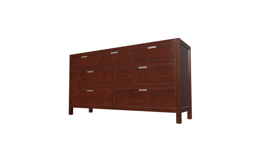36" Brown Solid Wood Six Drawer Chest