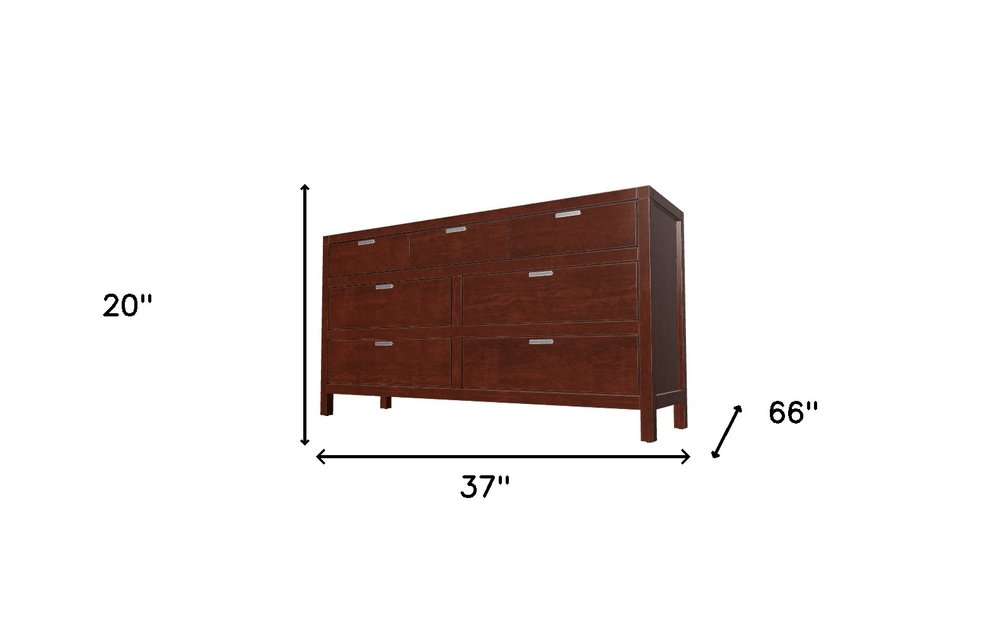 36" Brown Solid Wood Six Drawer Chest