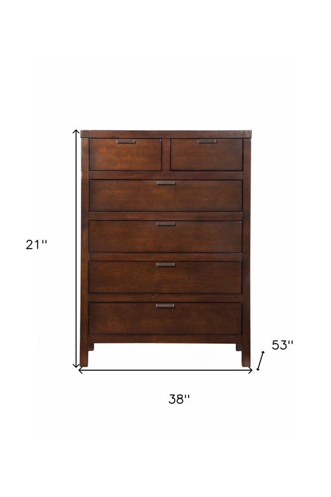 63" Brown Solid Wood Seven Drawer Double Dresser
