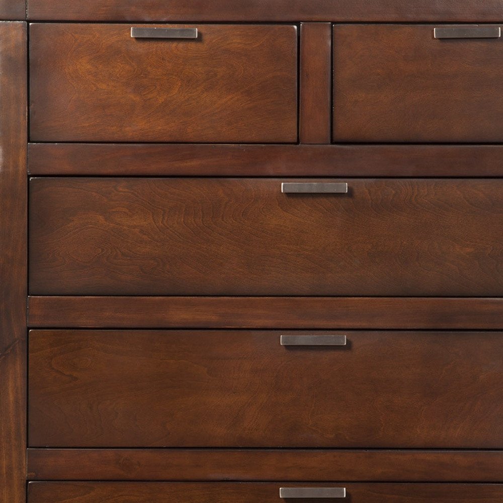 63" Brown Solid Wood Seven Drawer Double Dresser