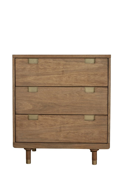 33" Brown Solid Wood Three Drawer Dresser