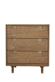 33" Brown Solid Wood Three Drawer Dresser