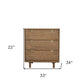 33" Brown Solid Wood Three Drawer Dresser