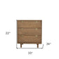 33" Brown Solid Wood Three Drawer Dresser
