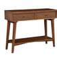 42" Brown Floor Shelf Console Table With Shelves And Drawers