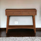 42" Brown Floor Shelf Console Table With Shelves And Drawers