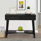 42" Black Floor Shelf Console Table With Shelves And Drawers