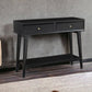 42" Black Floor Shelf Console Table With Shelves And Drawers