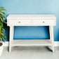 42" White Solid Wood Console Table With Shelves And Drawers