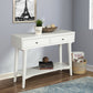 42" White Solid Wood Console Table With Shelves And Drawers