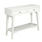 42" White Solid Wood Console Table With Shelves And Drawers