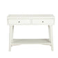 42" White Solid Wood Console Table With Shelves And Drawers