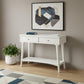 42" White Solid Wood Console Table With Shelves And Drawers